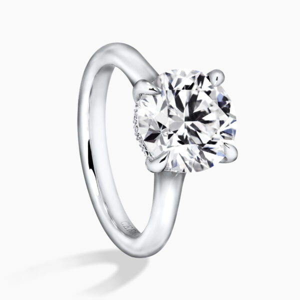 MILAN - 18ct white gold round diamond ring with diamond set hidden halo - Image 2