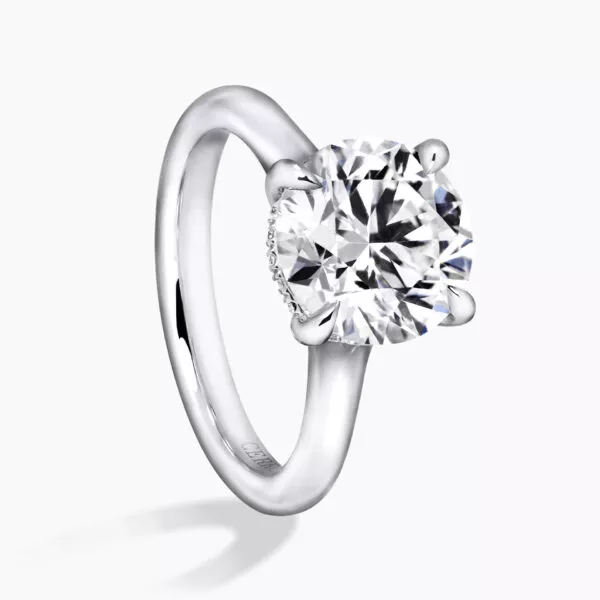 MILAN - 18ct white gold round diamond ring with diamond set hidden halo - Image 2
