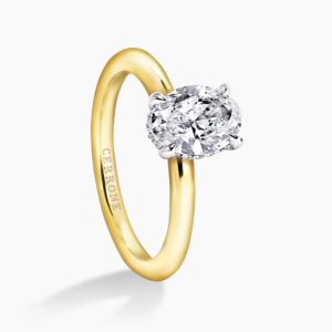 MILAN - 18ct yellow and white gold oval brilliant cut hidden halo diamond ring