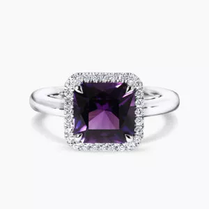 18ct white gold 3.44ct amethyst and diamond ring