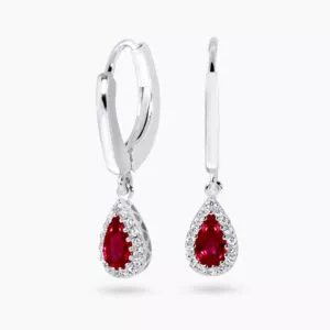 18ct white gold ruby and diamond earrings