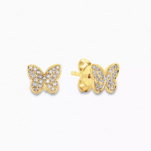 18ct yellow gold diamond butterfly stud earrings
