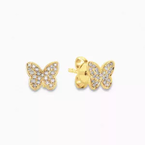 18ct yellow gold diamond butterfly stud earrings