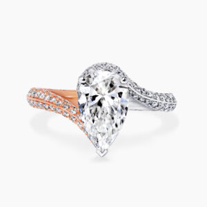 18ct white and rose gold pear shaped brilliant cut diamond ring