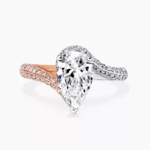 18ct white and rose gold pear shaped brilliant cut diamond ring