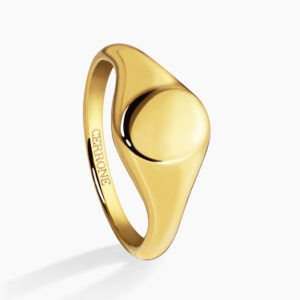 18ct yellow gold oval top signet ring