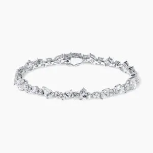 18ct white gold round, pear, marquise & heart shape diamond tennis bracelet