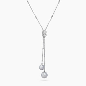 18ct white gold South Sea Pearl and diamond drop necklace