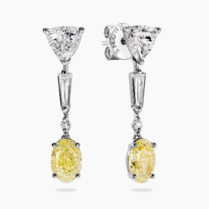 18ct white and yellow gold diamond drop earrings