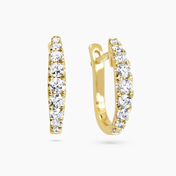 18ct yellow gold diamond set hoop earrings | Cerrone Jewellers