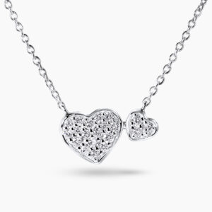 18ct white gold double heart diamond necklace