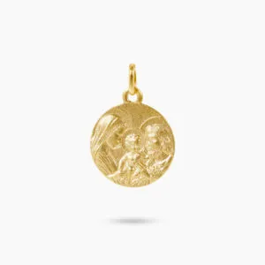 18ct yellow gold scared family religious medal