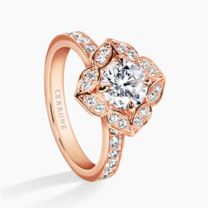 18ct rose gold round brilliant cut diamond ring