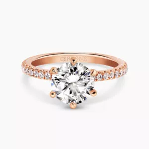 18ct rose gold round brilliant cut diamond ring in a six claw setting