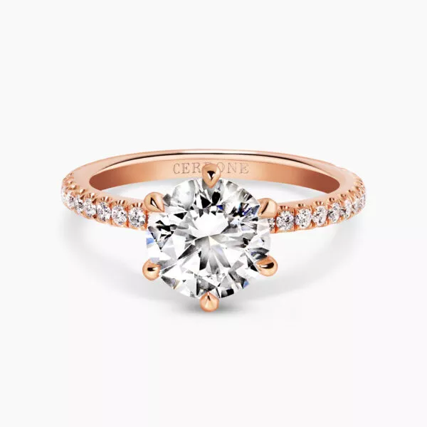 CAPRI-DIA - 18ct rose gold round brilliant cut diamond ring in a six claw setting