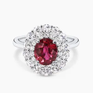 18ct white gold 2.40ct oval Mozambique ruby and diamond ring