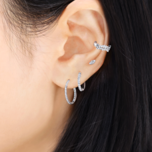 18ct white gold round diamond hoop earrings