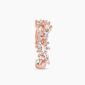 18ct rose gold round and baguette diamond ear cuff