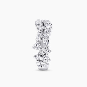 18ct white gold round and baguette cut diamond ear cuff