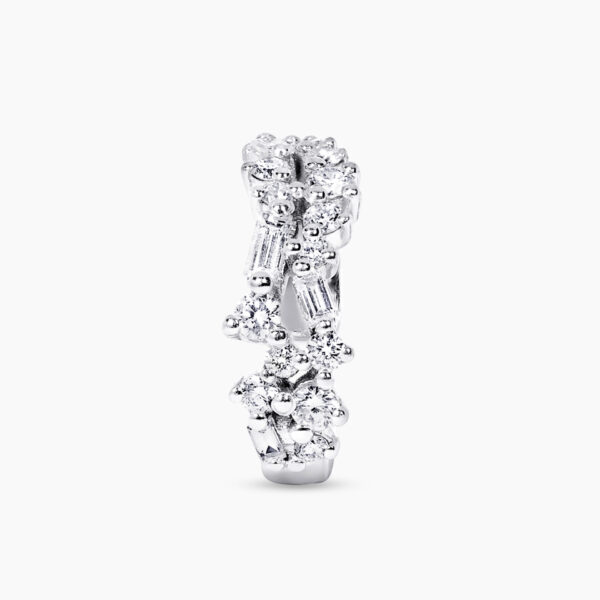 18ct white gold round and baguette cut diamond ear cuff - Image 2