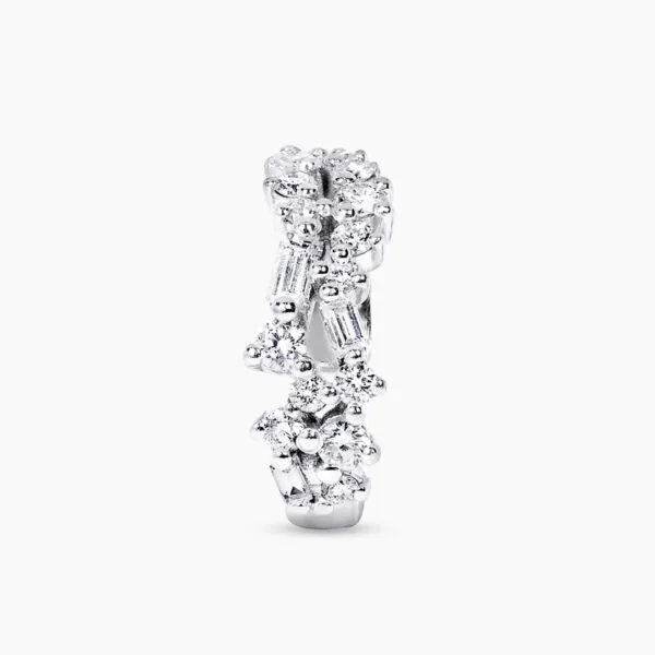18ct white gold round and baguette cut diamond ear cuff - Image 2