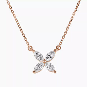 18ct rose gold marquise diamond necklace