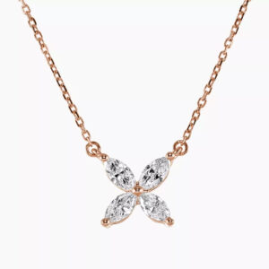 18ct rose gold marquise diamond necklace