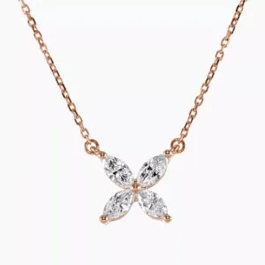 18ct rose gold marquise diamond necklace