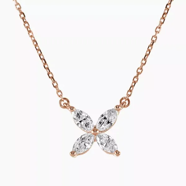 18ct rose gold marquise diamond necklace