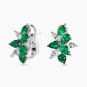 18ct white gold emerald and diamond earrings