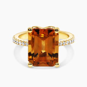 18ct yellow gold 5.72ct emerald cut citrine and diamond ring