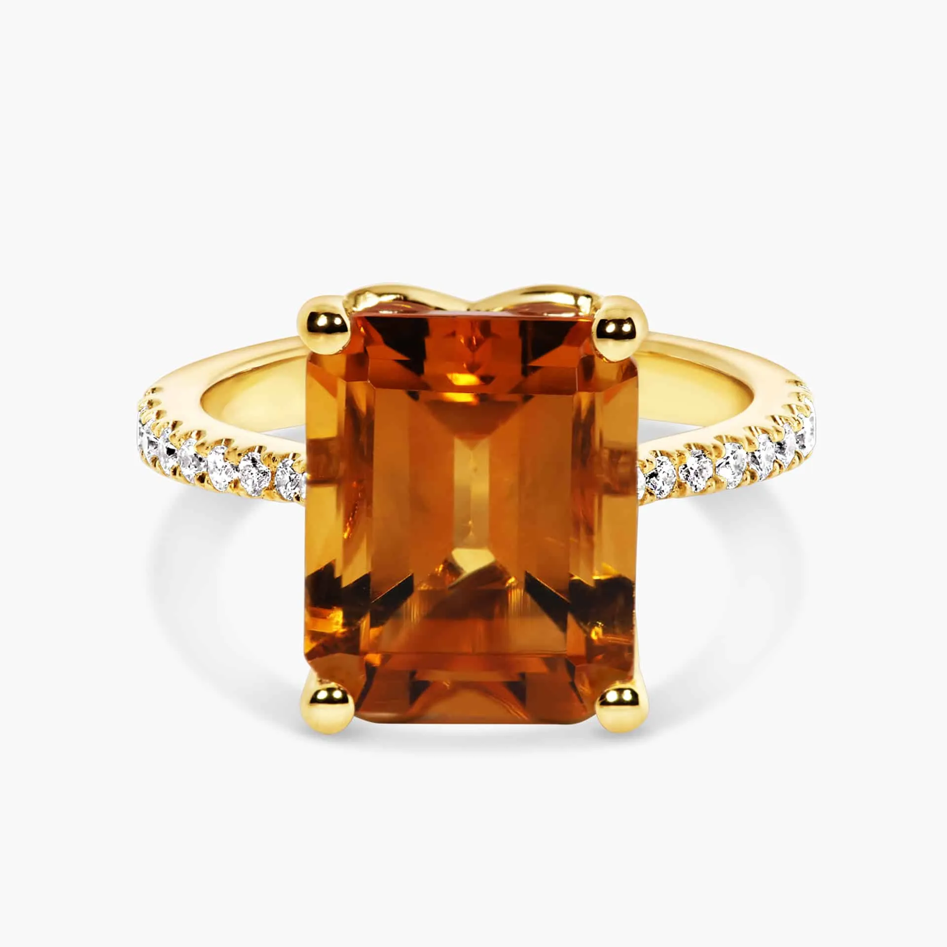 Emerald cut citrine ring yellow gold hotsell