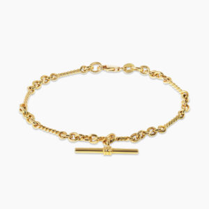 18ct Yellow Gold Fob Bracelet with Twist Design Links