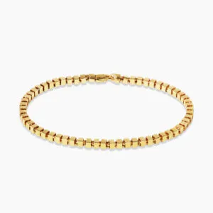 18ct yellow gold small square block link bracelet