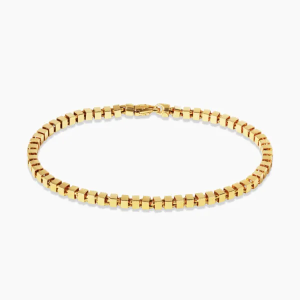 18ct yellow gold small square block link bracelet