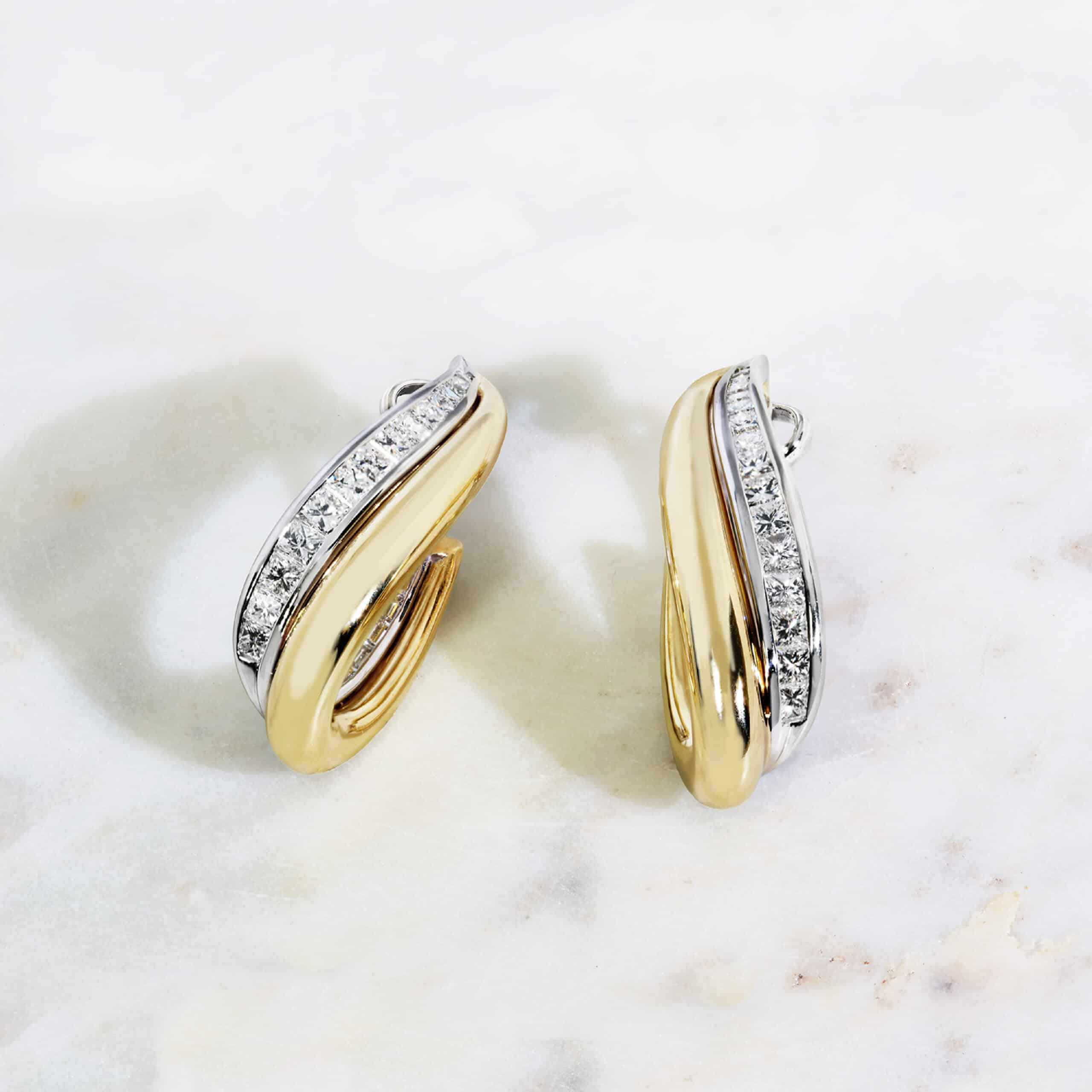 Princess cut diamond drop earrings clearance