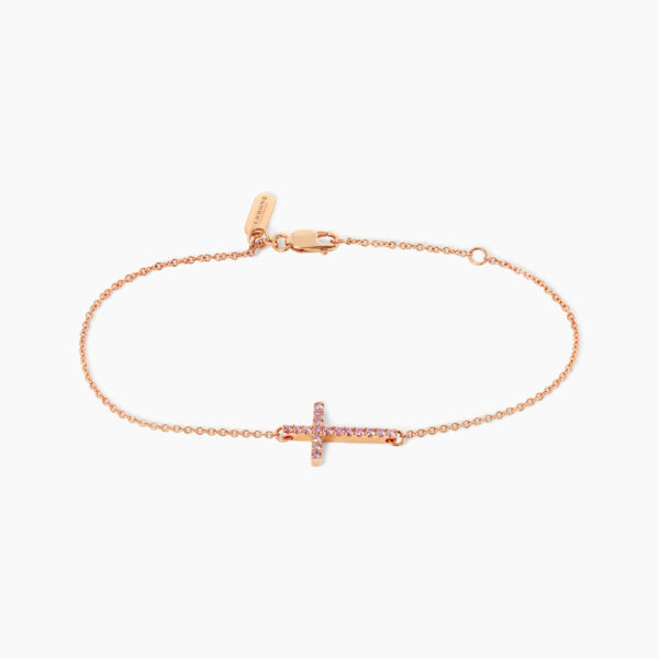 18ct rose gold Argyle Pink diamond cross bracelet
