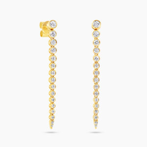 18ct yellow gold diamond bezel set drop earrings