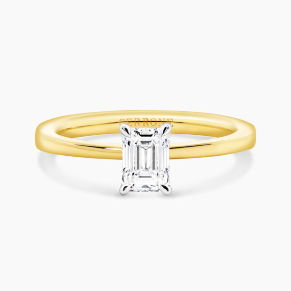 TORINO - 18ct yellow & white gold 0.80ct E VVS1 emerald GIA diamond solitaire ring