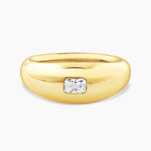 18ct yellow gold 0.23ct radiant cut diamond bezel set ring