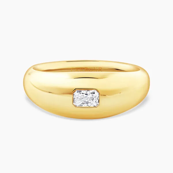 18ct yellow gold 0.23ct radiant cut diamond bezel set ring