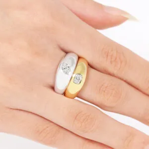 18ct yellow gold 0.23ct radiant cut diamond bezel set ring