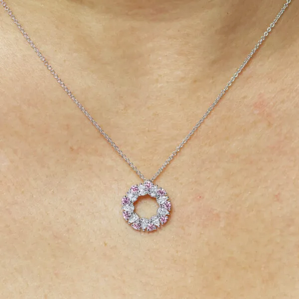 18ct white gold Argyle pink diamond circle necklace - Image 2