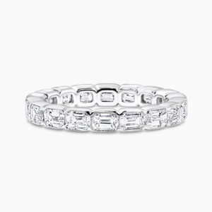 18ct white gold bezel set emerald cut diamond ring