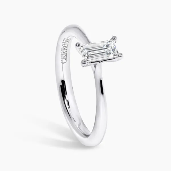 18ct white gold 0.37ct F VS emerald cut diamond solitaire ring - Image 2