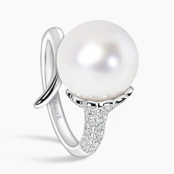 18ct white gold South Sea pearl and diamond ring - Image 2