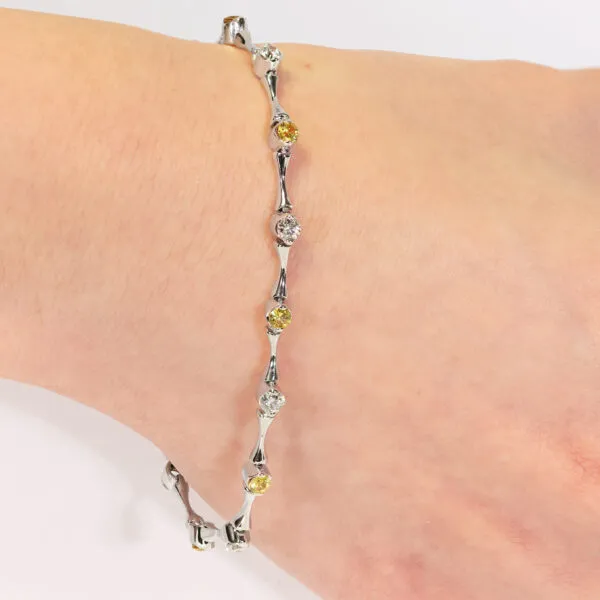 18ct white gold diamond and yellow sapphire bracelet - Image 2