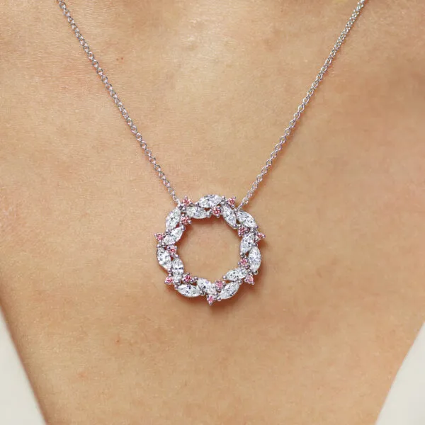 18ct white gold argyle pink diamond circle necklace - Image 2