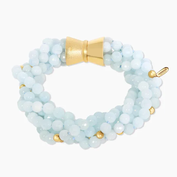 Aquamarine and gold plated hematite five strands bracelet from the Carmela Cerrone Collection - Image 2
