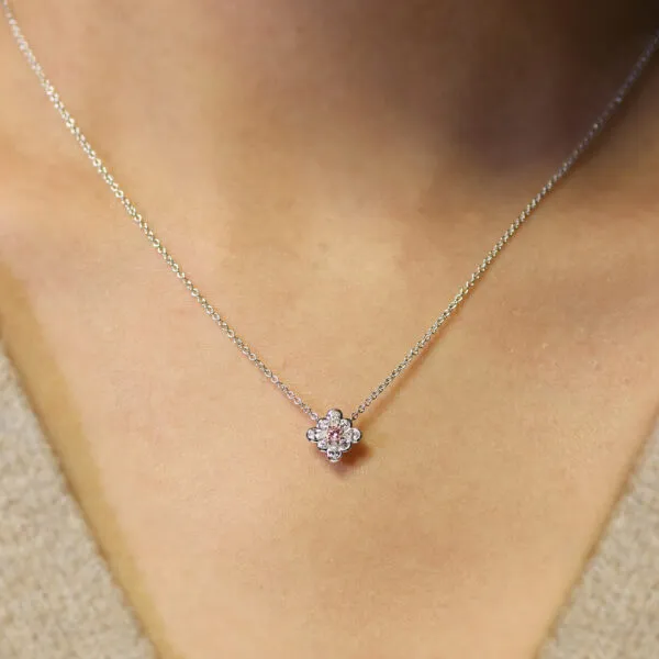 18ct white and rose gold pink diamond necklace - Image 2